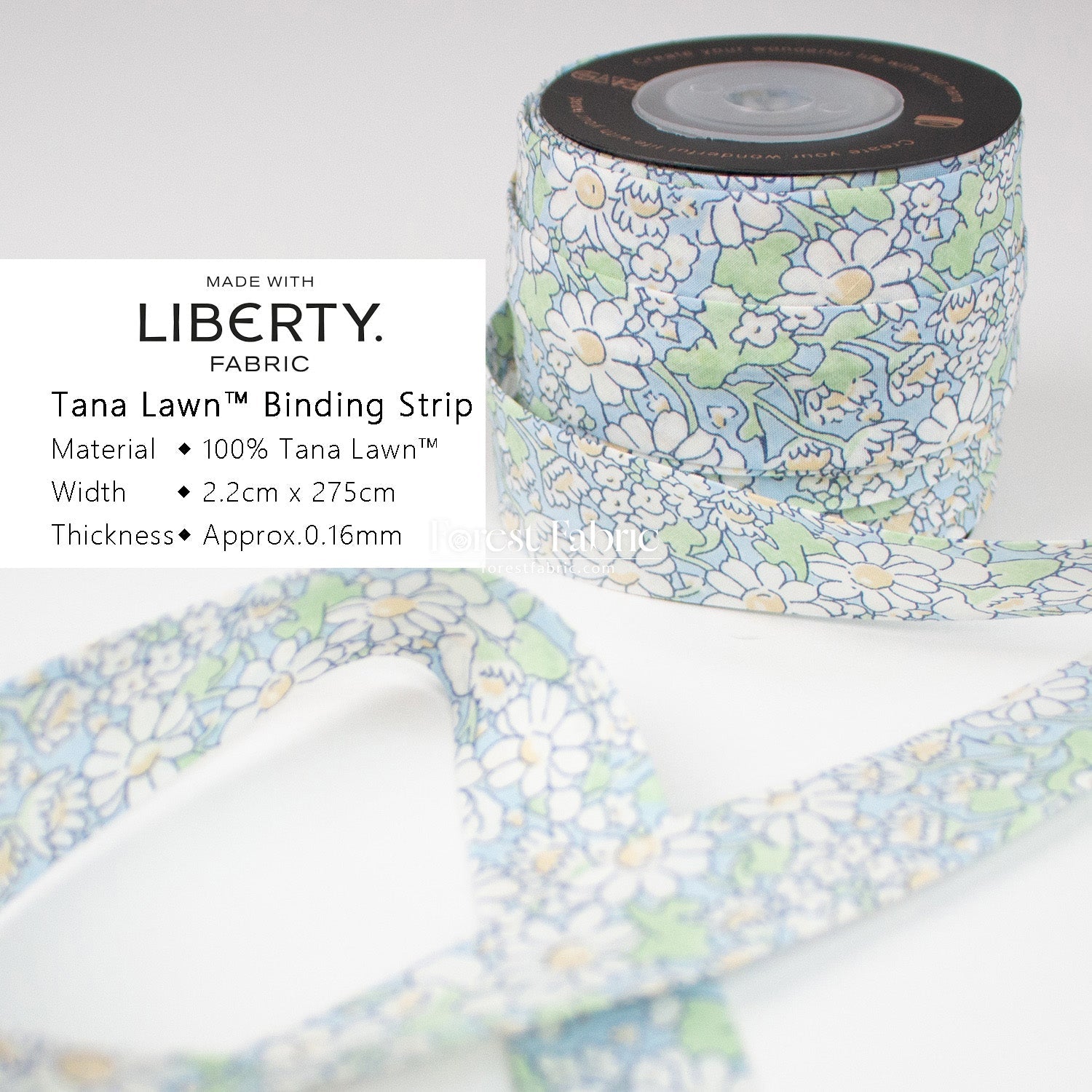 22mm Liberty Tana Lawn Single Fold Bias Binding Tape - FO:REST Fabric 布恩堂Liberty fabrictana lawnjapanese fabricykk zipper