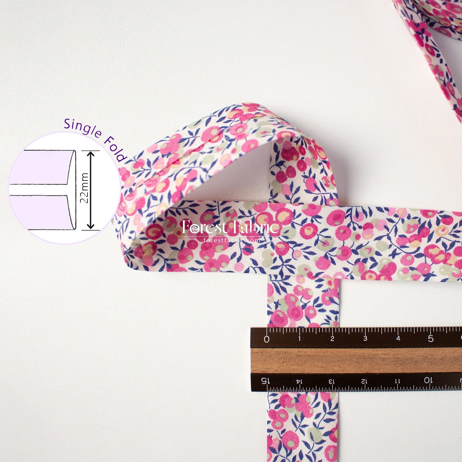 22mm Liberty Tana Lawn Single Fold Bias Binding Tape - FO:REST Fabric 布恩堂Liberty fabrictana lawnjapanese fabricykk zipper