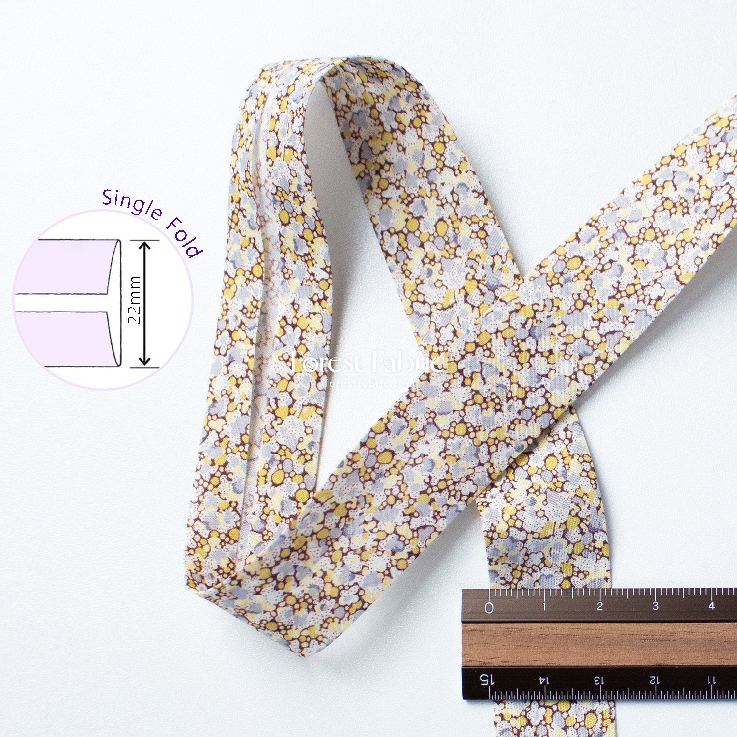 22mm Liberty Tana Lawn Single Fold Bias Binding Tape - FO:REST Fabric 布恩堂Liberty fabrictana lawnjapanese fabricykk zipper