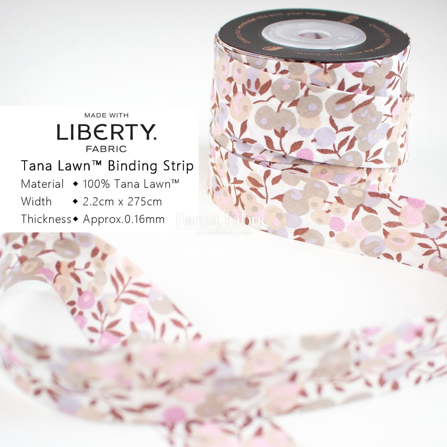 22mm Liberty Tana Lawn Single Fold Bias Binding Tape - FO:REST Fabric 布恩堂Liberty fabrictana lawnjapanese fabricykk zipper