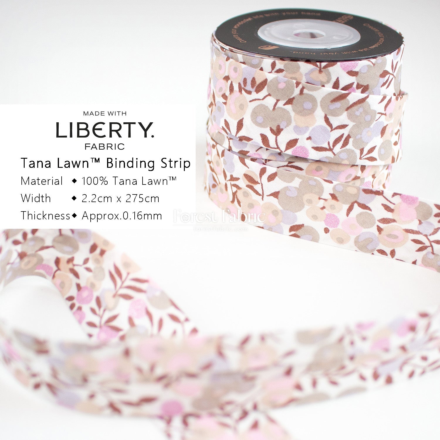 22mm Liberty Tana Lawn Single Fold Bias Binding Tape - FO:REST Fabric 布恩堂Liberty fabrictana lawnjapanese fabricykk zipper