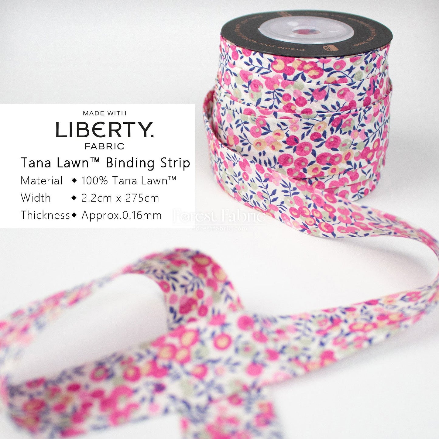 22mm Liberty Tana Lawn Single Fold Bias Binding Tape - FO:REST Fabric 布恩堂Liberty fabrictana lawnjapanese fabricykk zipper