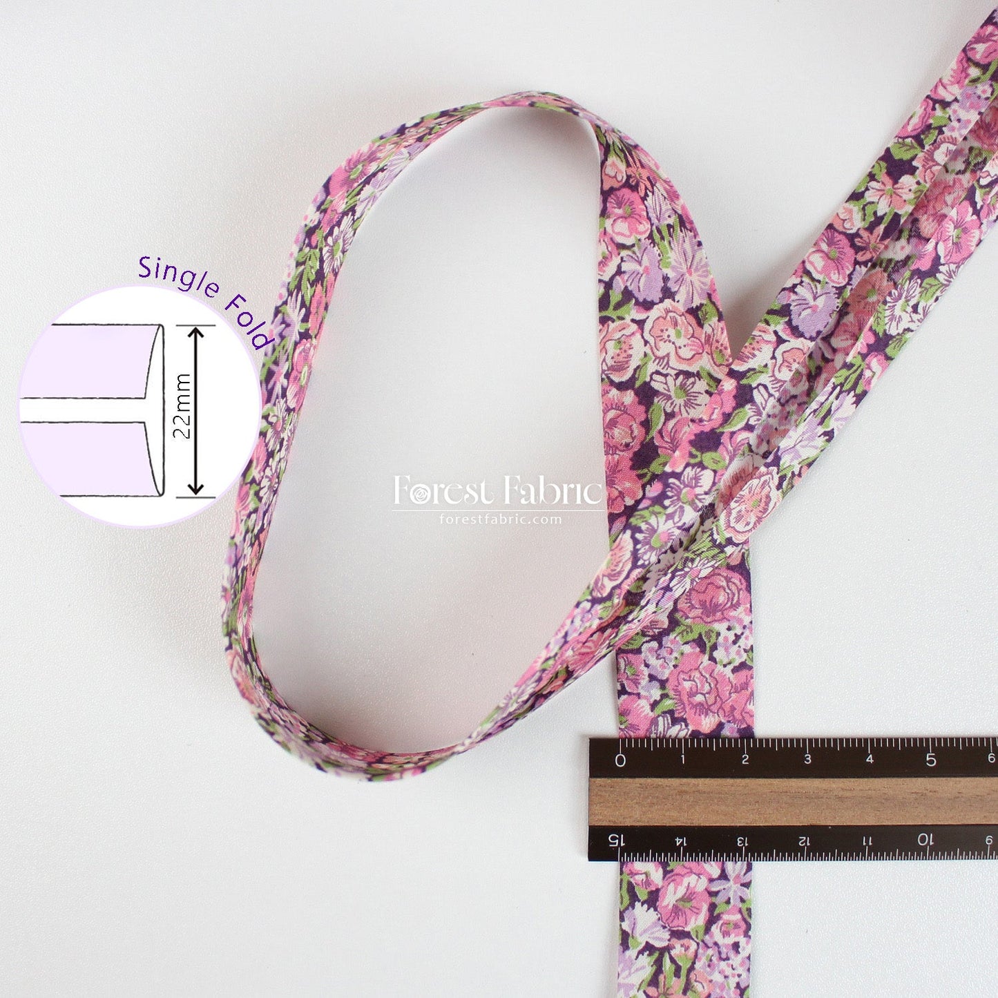 22mm Liberty Tana Lawn Single Fold Bias Binding Tape - FO:REST Fabric 布恩堂Liberty fabrictana lawnjapanese fabricykk zipper