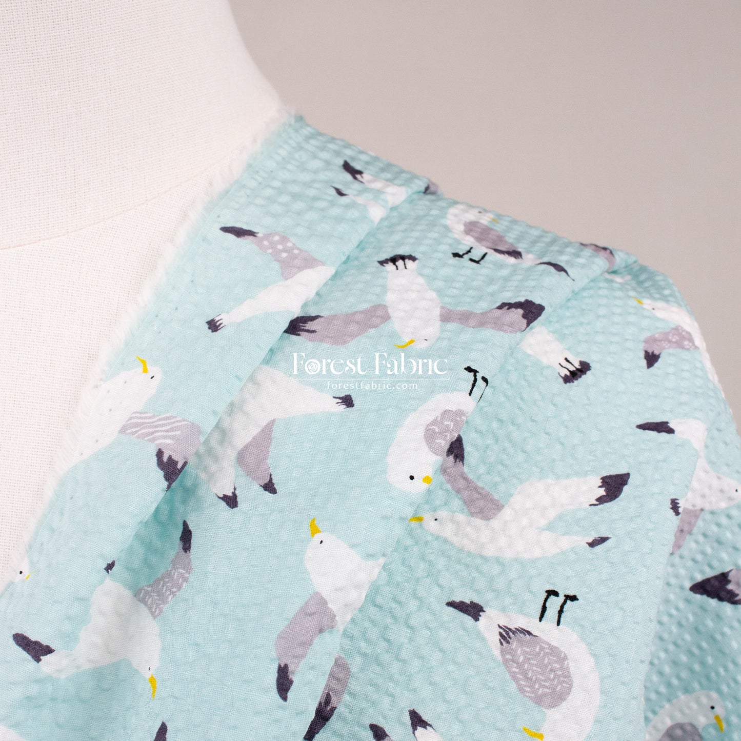 Seersucker cotton - Seagull fabric