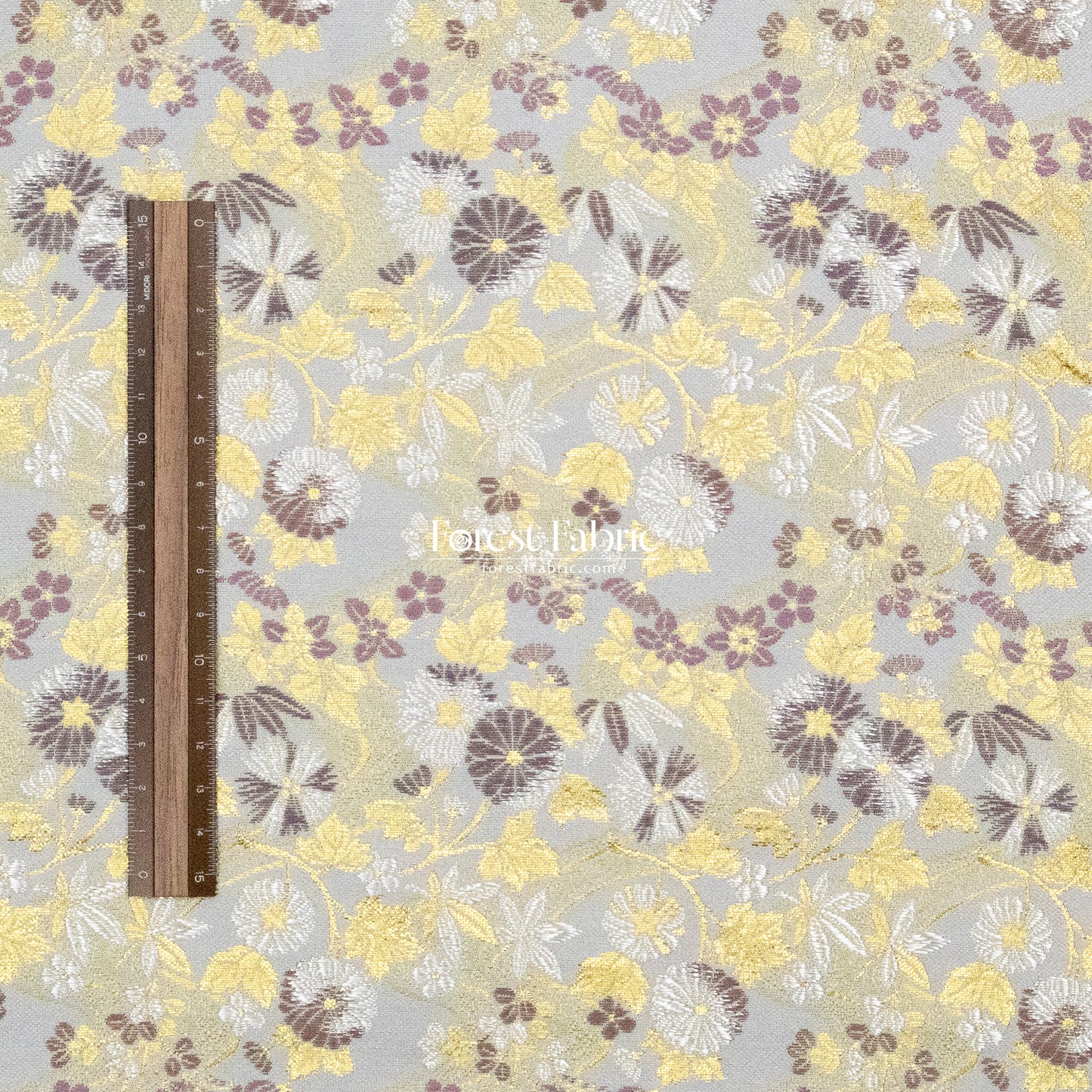 Gold Brocade - Zen Garden fabric Milky Gray