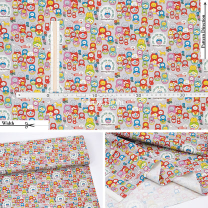 Canvas - The Nesting Doll Cats fabric