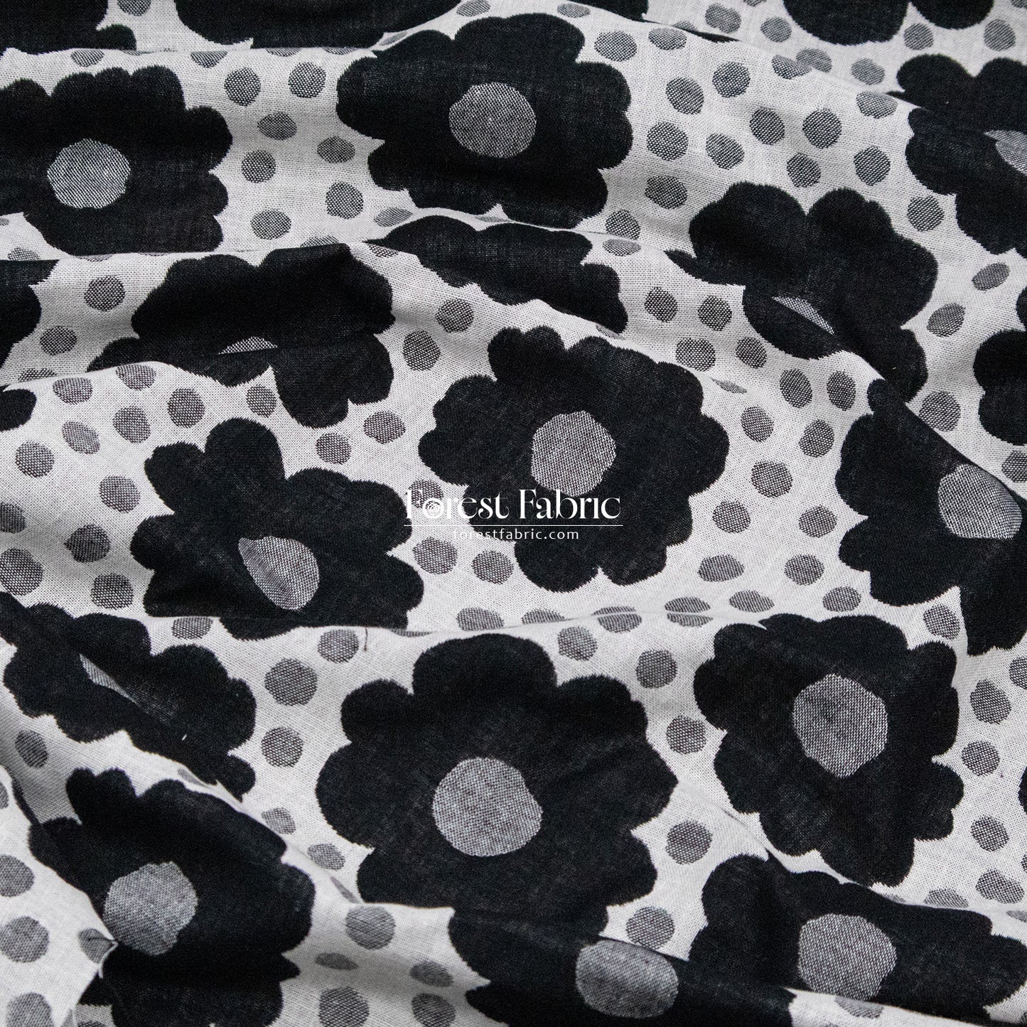 Yarn Dyed Cotton Jacquard - Polka Dot Flower