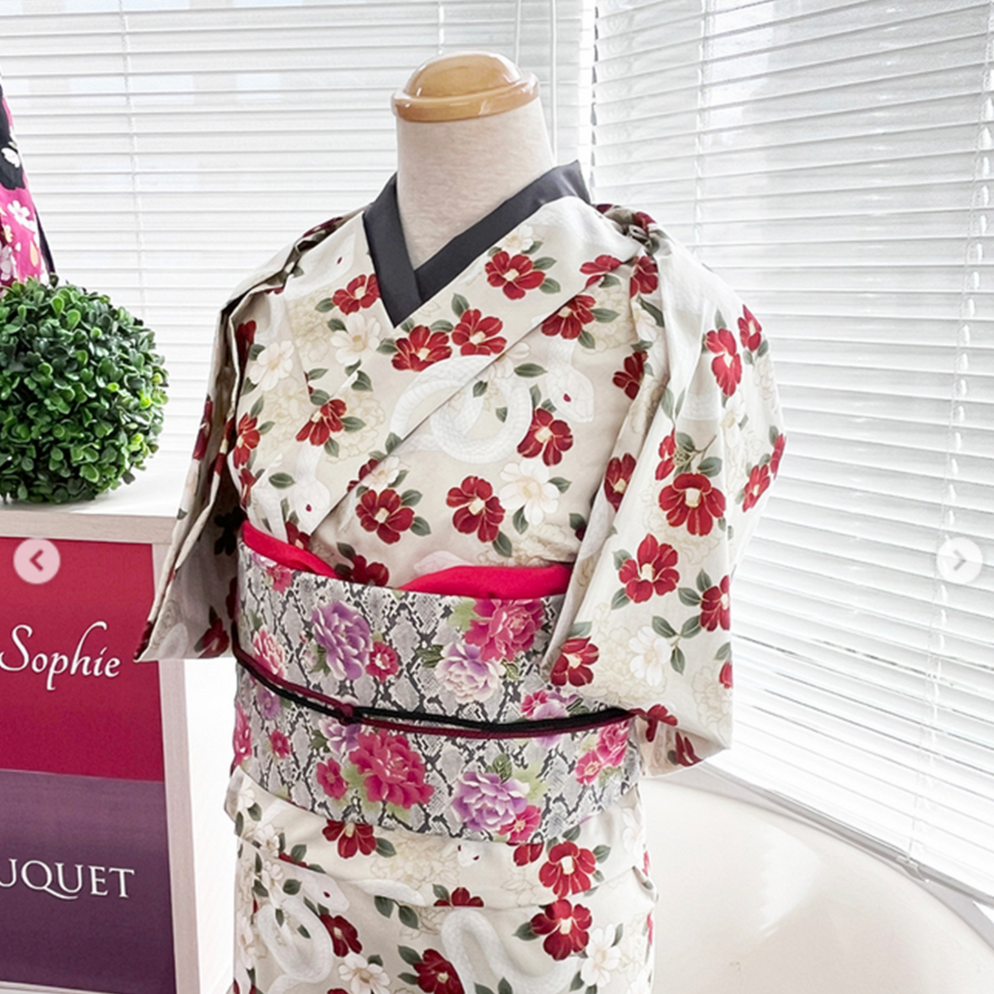 cotton - Sanke Peony金彩白蛇 fabric Gray