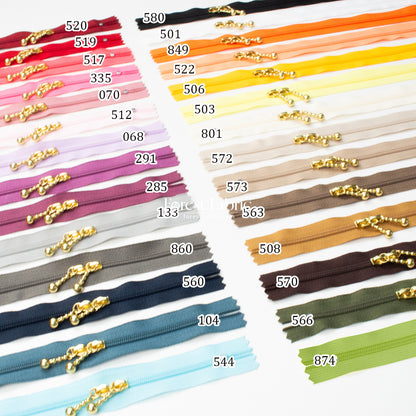 YKK 40cm Double-sided Zipper Golden