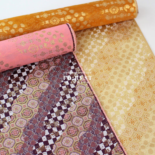 Gold Brocade - Lattice butterfly fabric