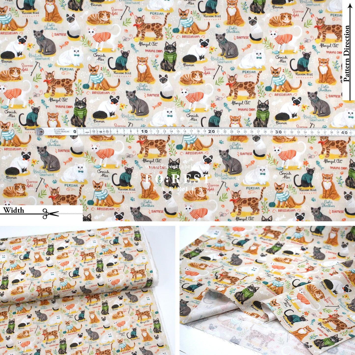cotton - The illustrated cat fabric