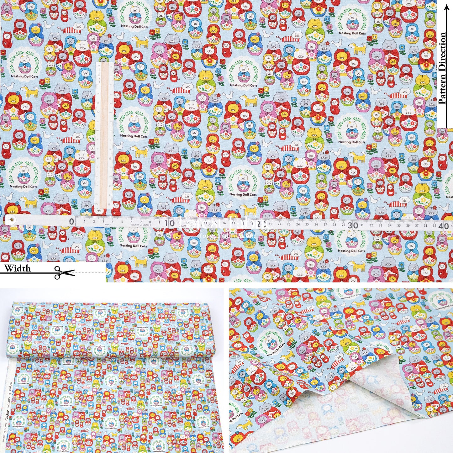 Canvas - The Nesting Doll Cats fabric