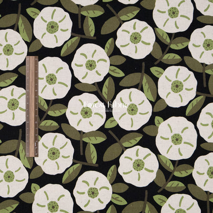 cotton linen - Olive Leaves & Blooms fabric