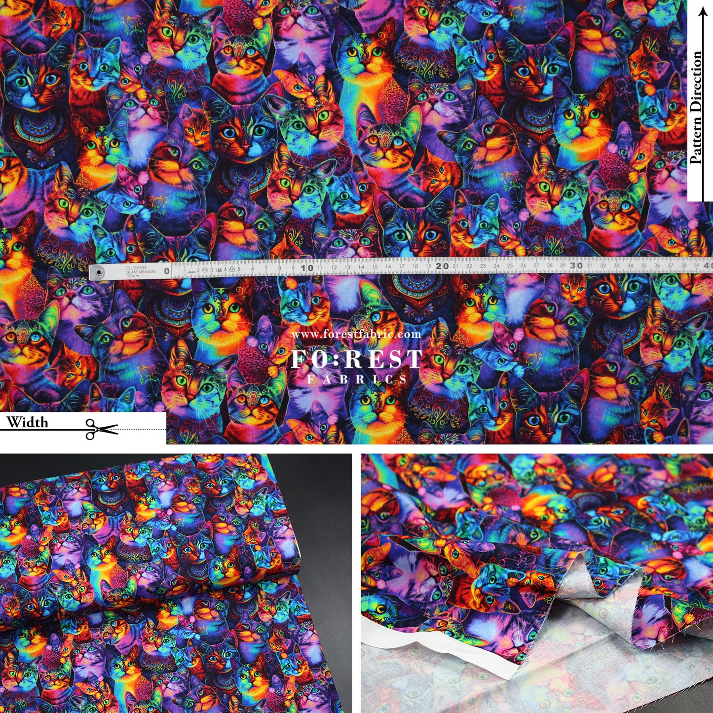 cotton - Rainbow Cats fabric