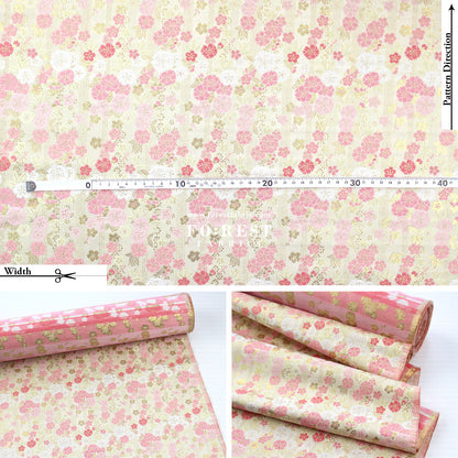 Gold Brocade - Raining sakura flower fabric
