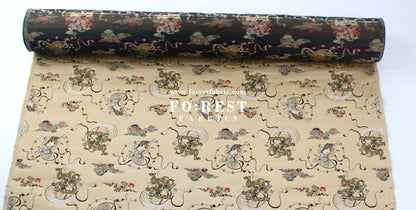 Gold Brocade - Japanese Raijin Thor fabric Lightgold