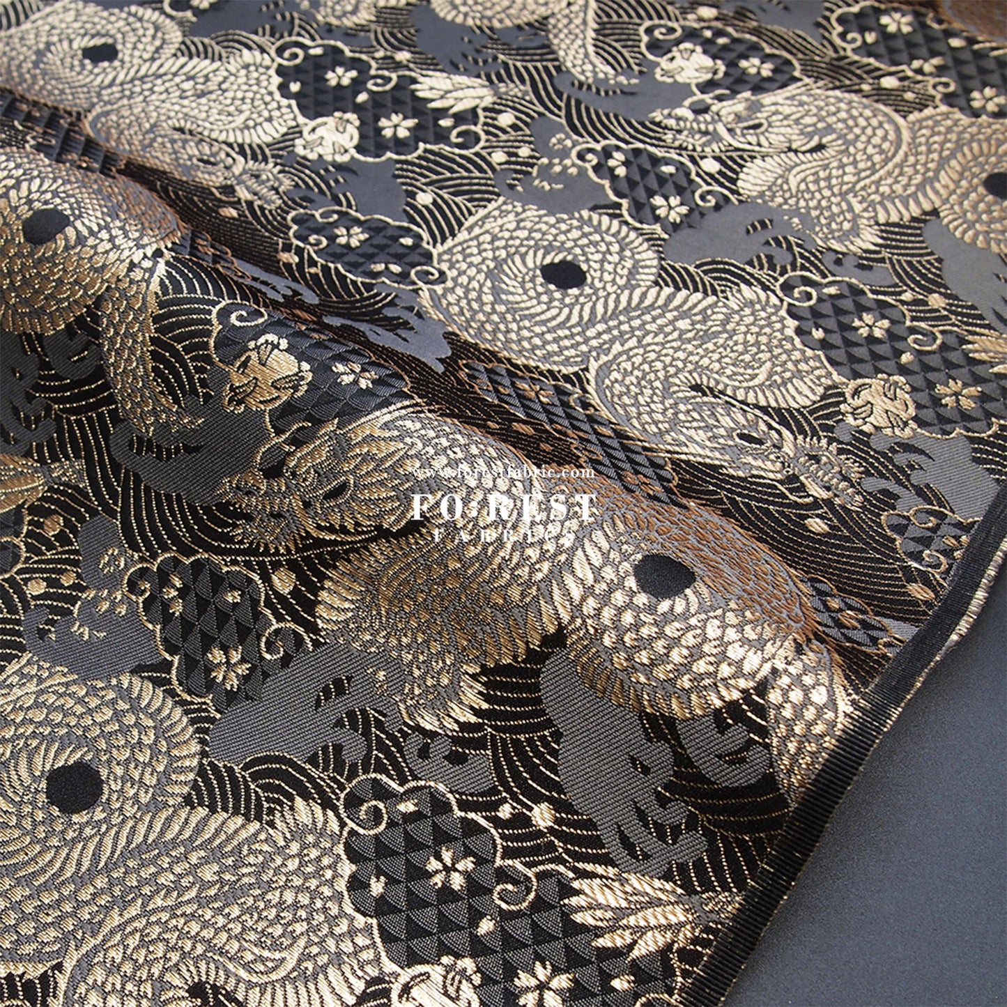 Gold Brocade - 火闘龍dragon fabric