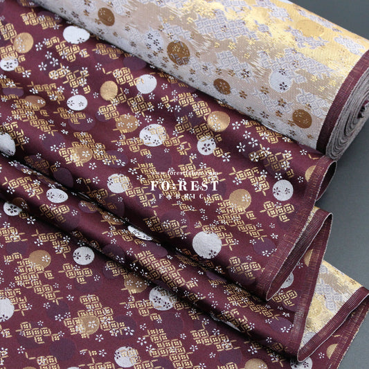 Gold Brocade - Moon fabric PurpleWine