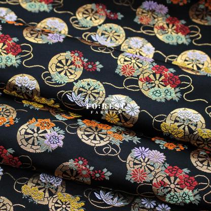 Gold Brocade -  fabric Balck