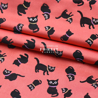 Gold Brocade - cats fabric Lightred