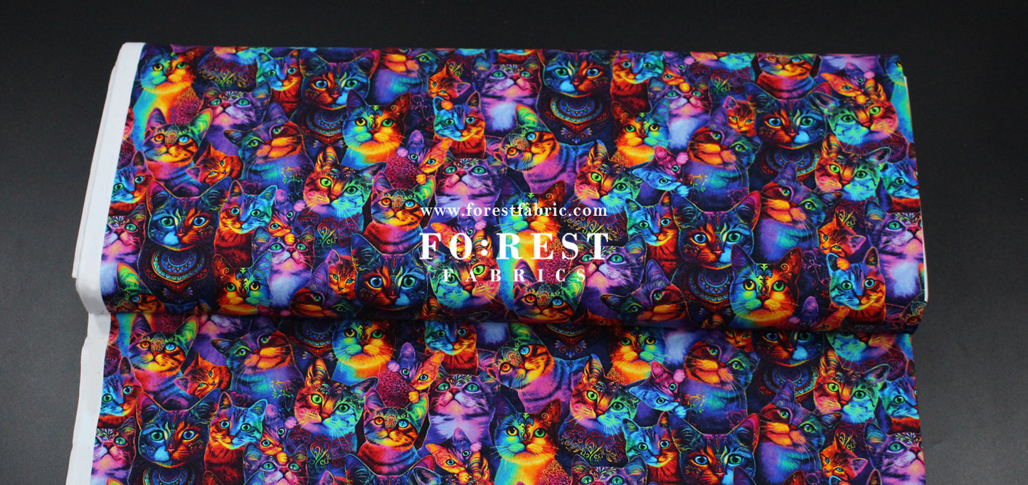 cotton - Rainbow Cats fabric