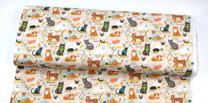 cotton - The illustrated cat fabric
