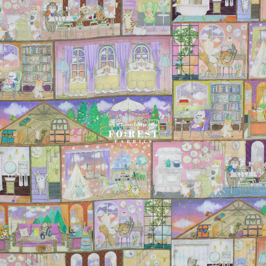 cotton - Labyrinth House fabric Purple