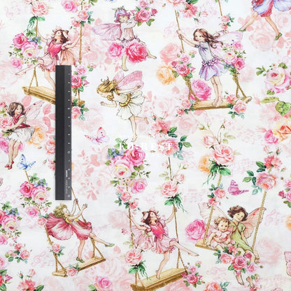 cotton - Garden Swings Flower Fairies fabric