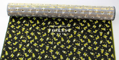 Gold Brocade - Shiba inu Dogs fabric Blacklime