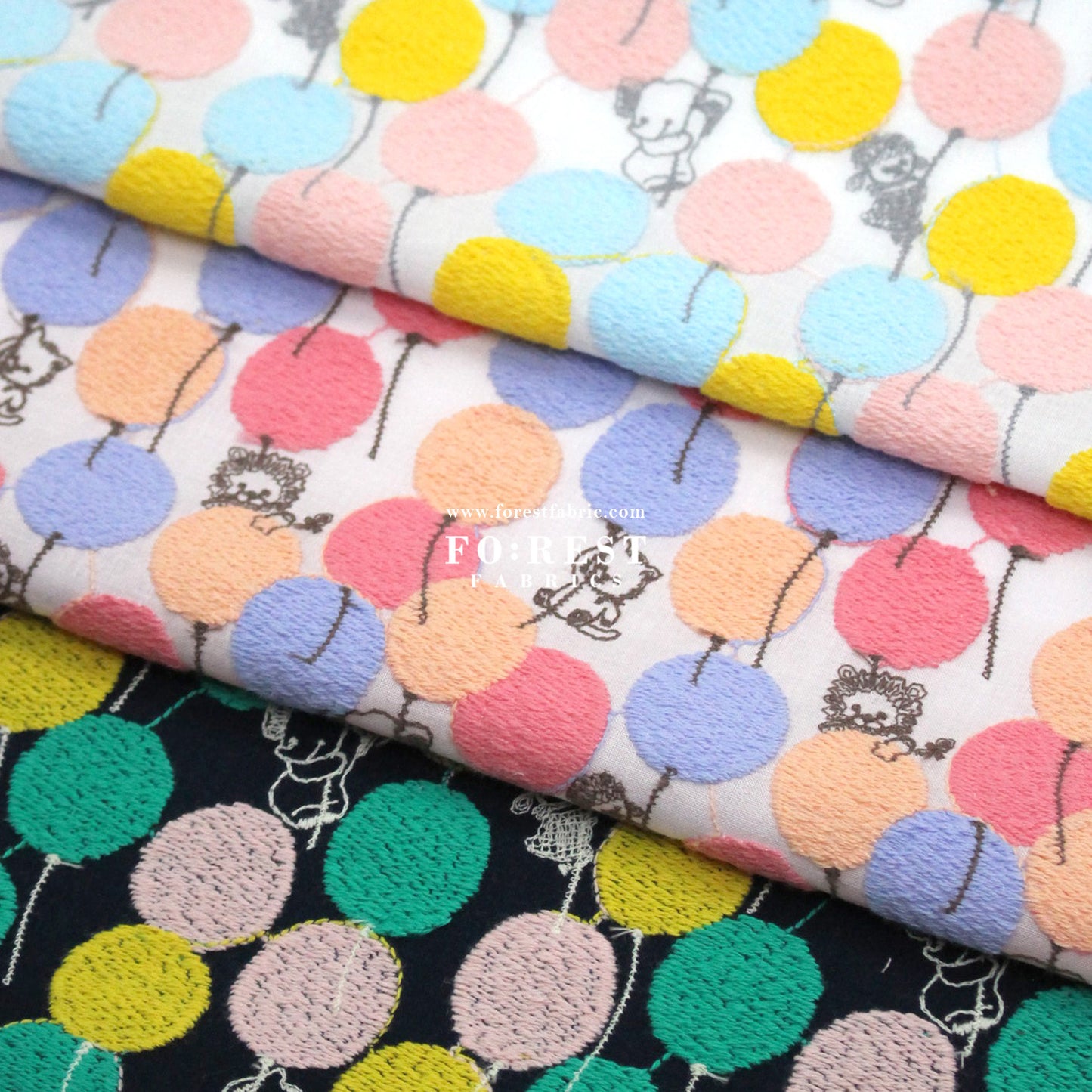 Cotton Lawn Embroidery - Balloon Land Off