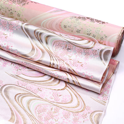 Gold Brocade - Sakura river Milky Gray fabric