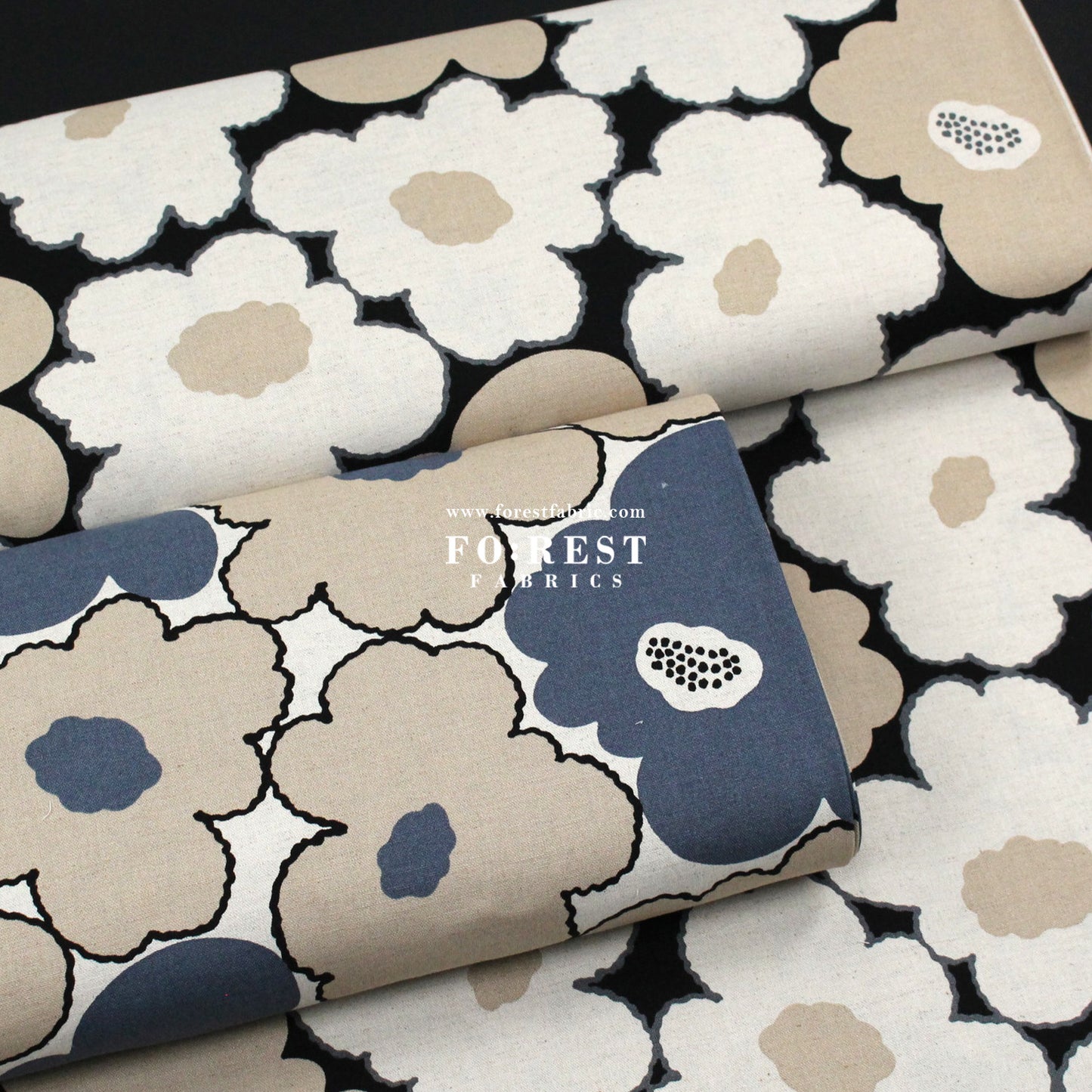 Canvas - Momoka Flower fabric Black