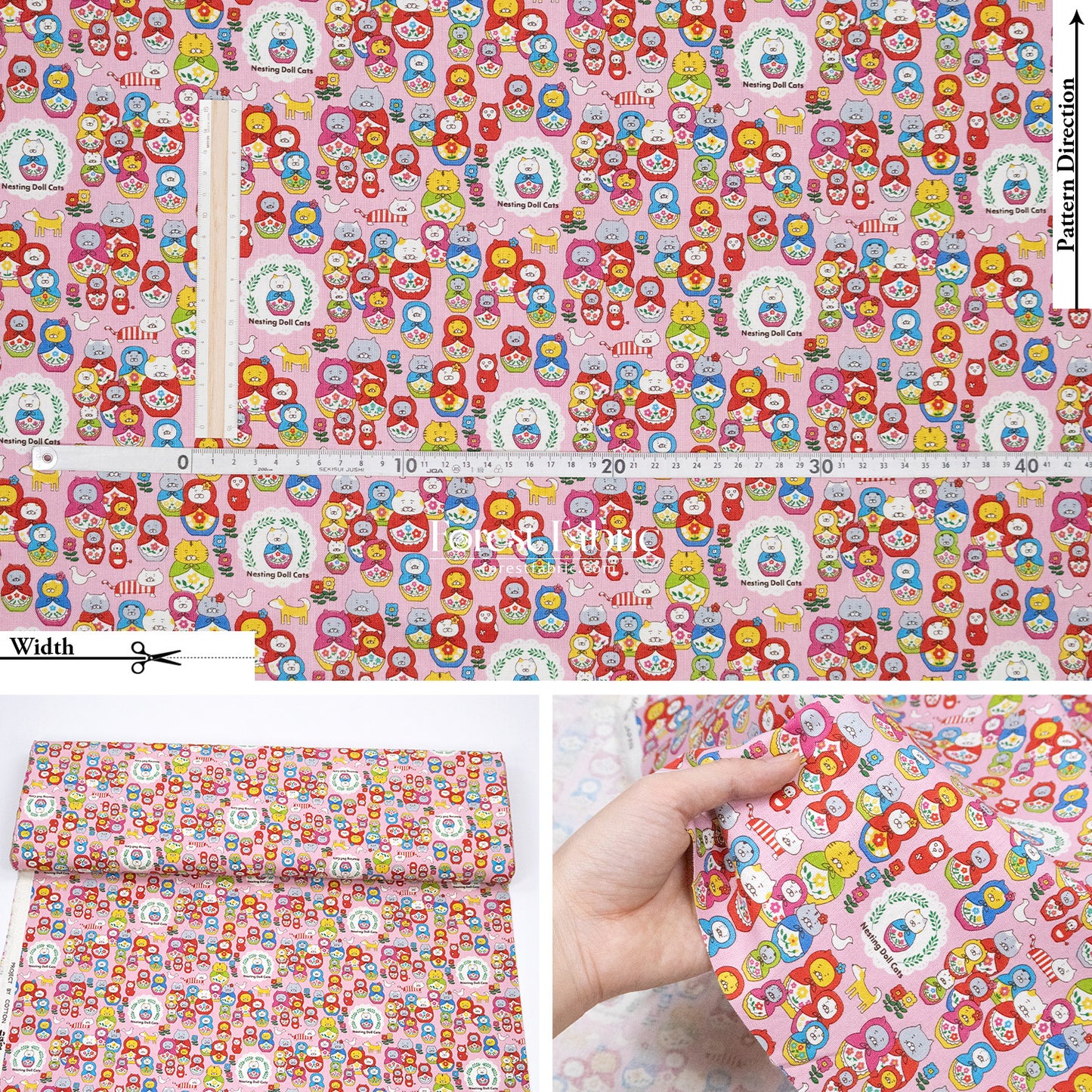 Canvas - The Nesting Doll Cats fabric