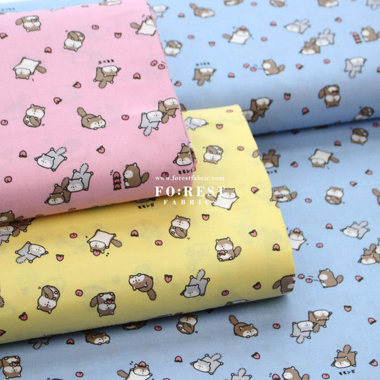 cotton - Peach and Flying Squirrel fabric