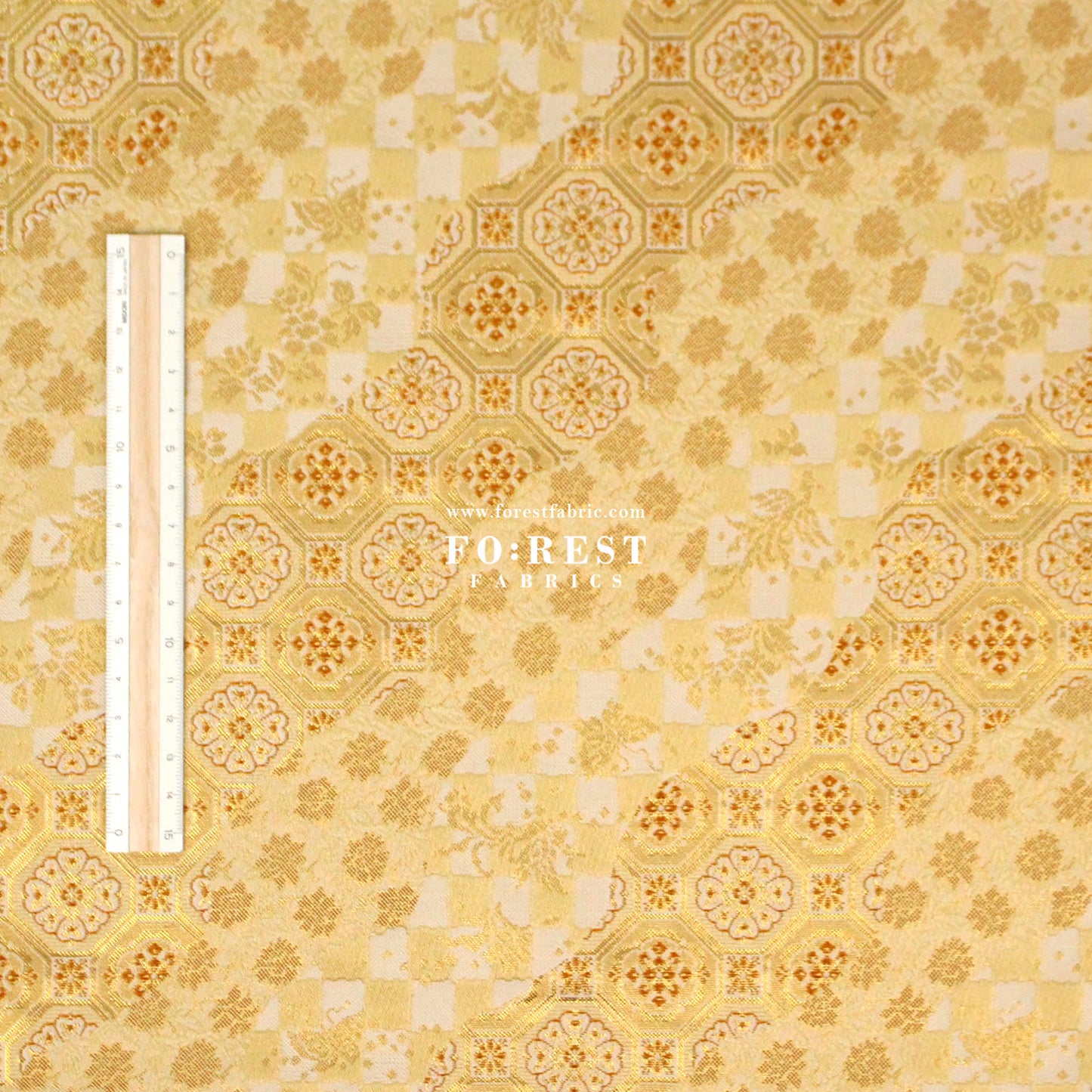 Gold Brocade - Lattice butterfly fabric
