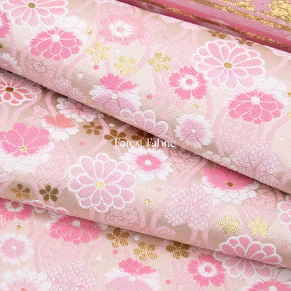 Gold Brocade - Spring Serenade fabric Pink
