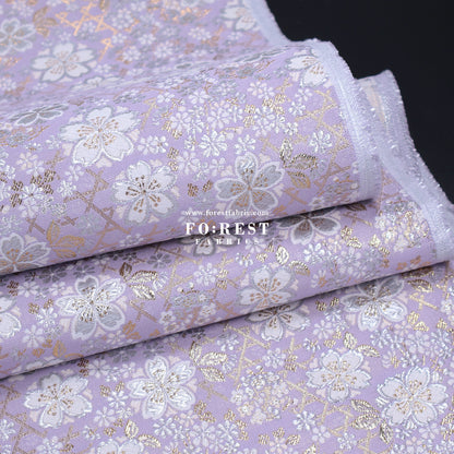 Gold Brocade - Sakura fabric Light purple