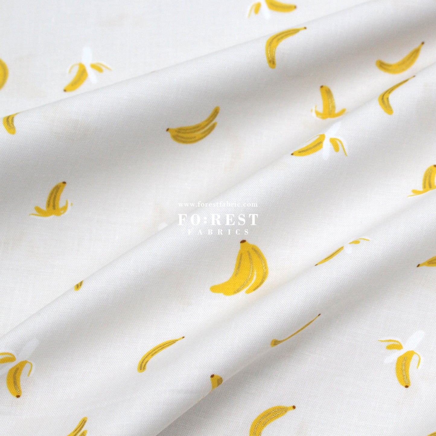 cotton - orchard Bananas - Ligh Gray Metallic fabric