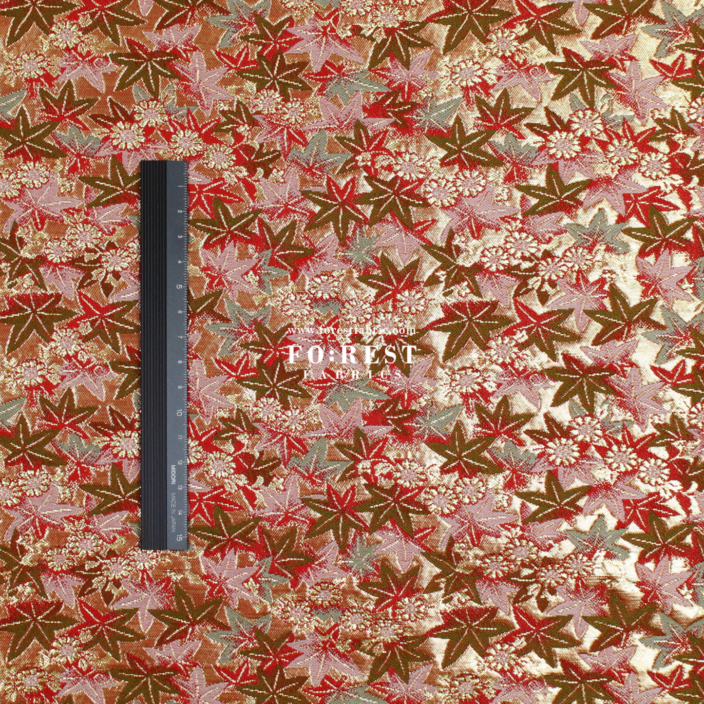 Gold Brocade - Maple fabric Red