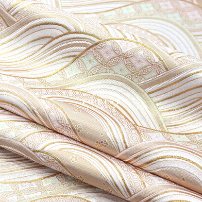 Gold Brocade - Great Wave fabric ICEPINK