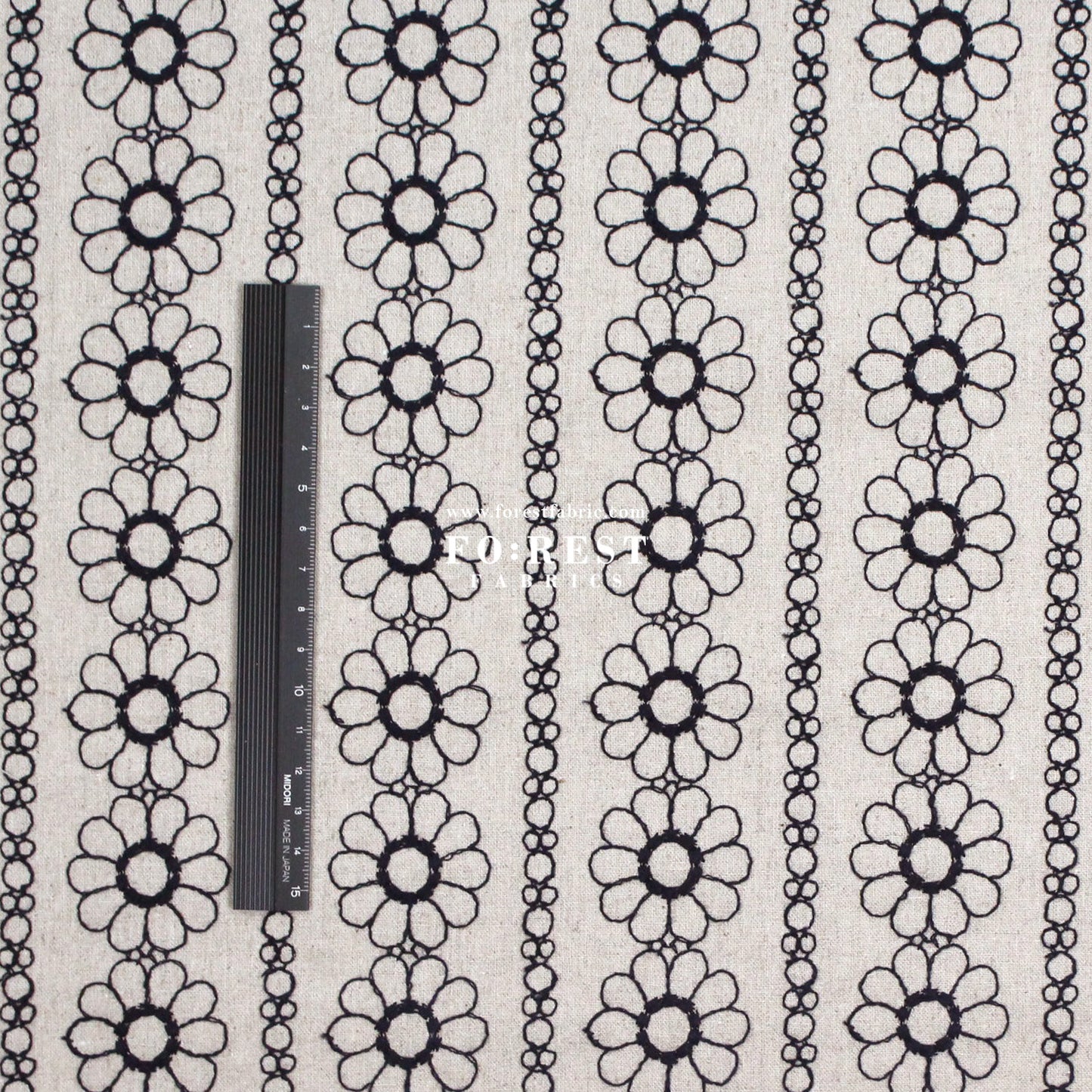 embroidery cotton Linen - Daisy Flower fabric Natural