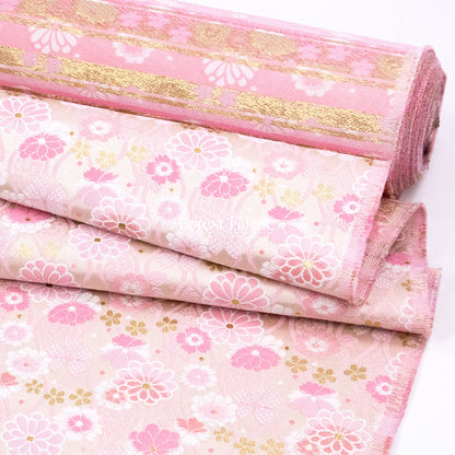 Gold Brocade - Spring Serenade fabric Pink