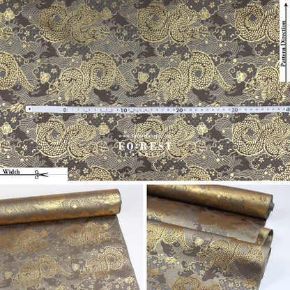 Gold Brocade - 火闘龍dragon fabric