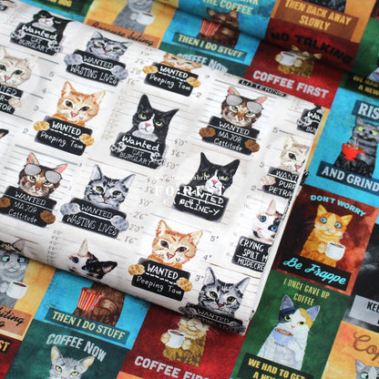 cotton - Cats Mugshots fabric