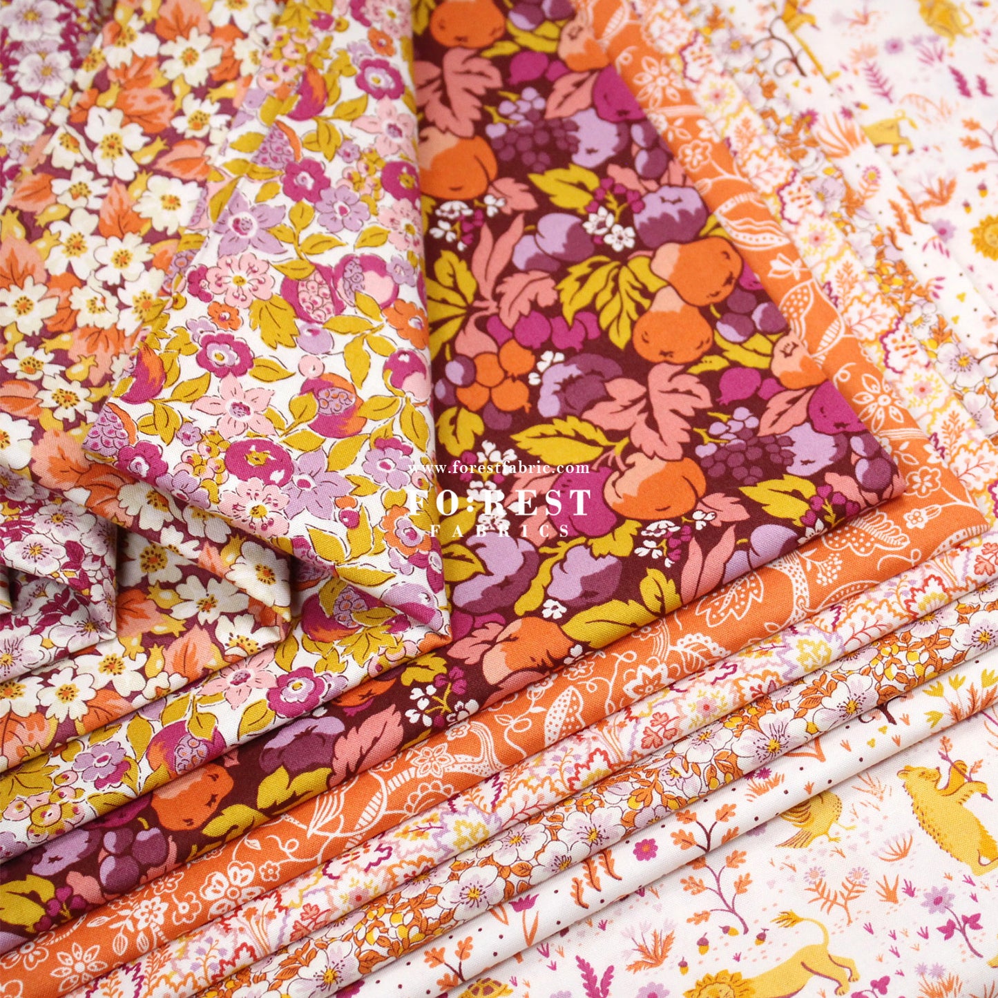 Quilting Liberty Liberty Tree of Life Orange fabric SET