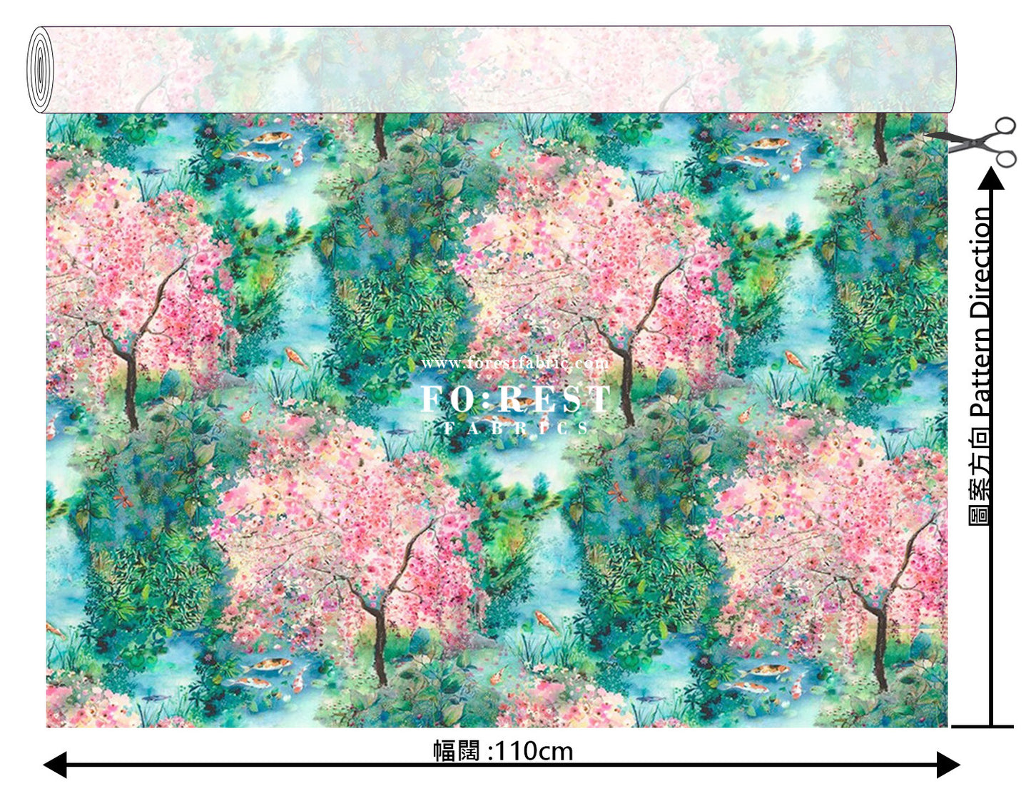 cotton - Koi and Lotus fabric