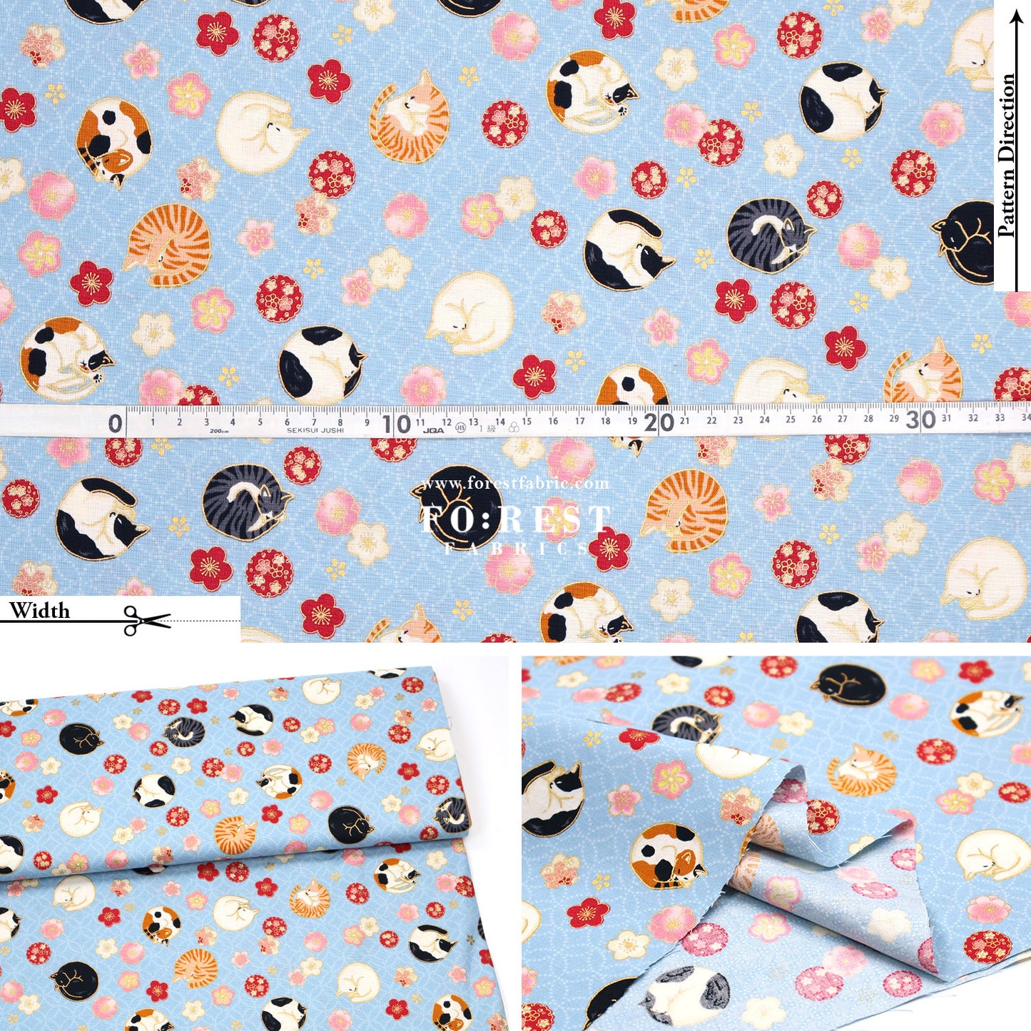 cotton - Lazy Cats with metallic fabric