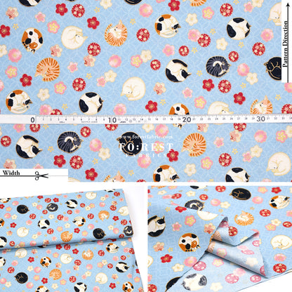 cotton - Lazy Cats with metallic fabric