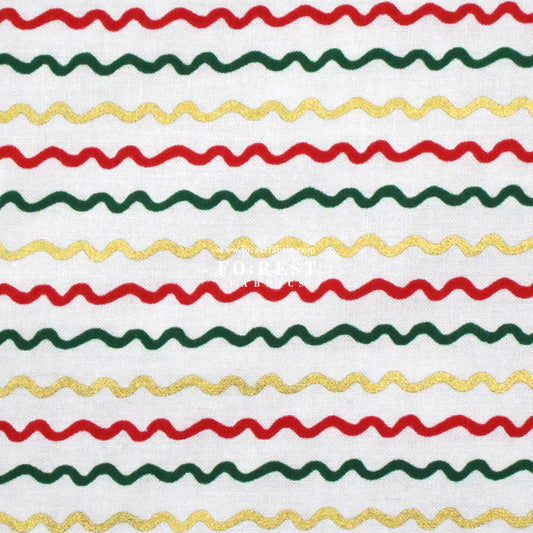 cotton - Ribbon Stripe Cream Metallic Fabric