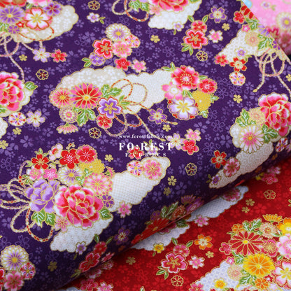 cotton - Decorative Sakura Cloud fabric Purple
